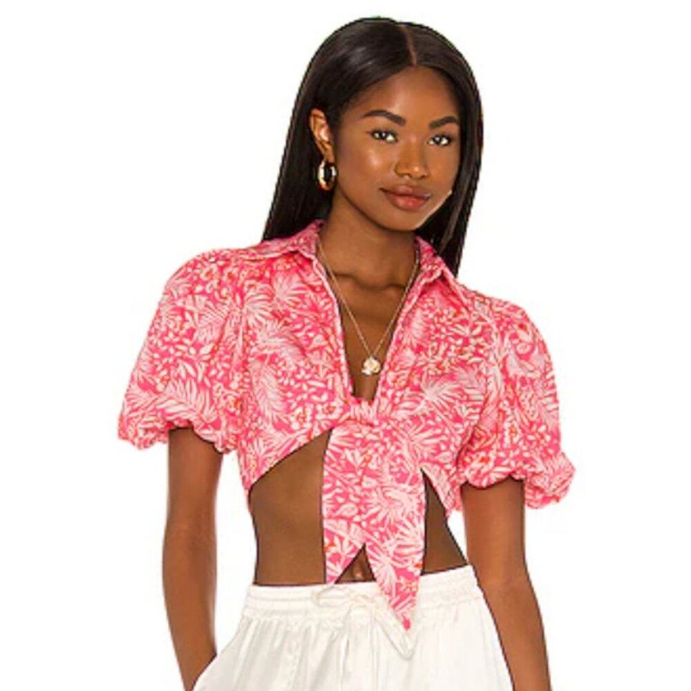Lovers + Friends Juliet Tie Top Sienna Tropical SIZE MEDIUM